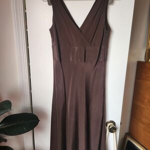 J.Crew Sophia 100% Silk Dress 6 Chocolate Brown Midi Quiet Luxury 90s Minimalist